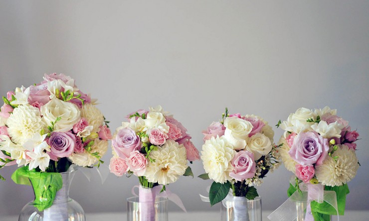 Detail shot of flowers on wedding day….