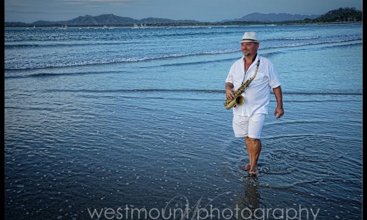 Joe Hrbek, a world class sax player in Tamarindo, Costa Rica