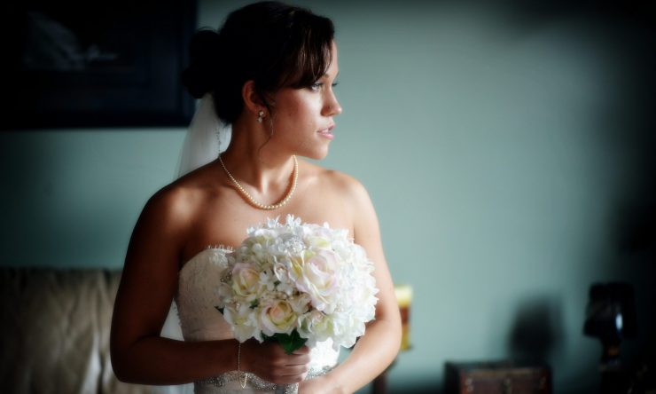 Natural window light for wedding portraits of the bride…