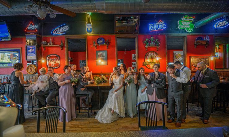 Local pub is a great spot for wedding images…