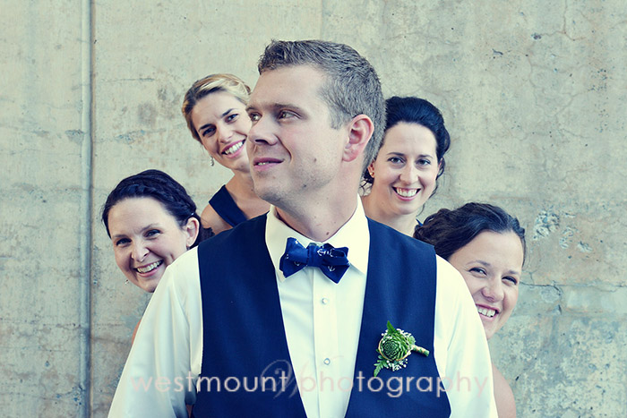 Fun with the bridal party and bride and groom….